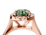 Rose gold Fancy Green Round  Cut Halo Solitaire Engagement Ring with Square Band and Four-Prong Setting_70