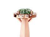Rose gold Fancy Green Round  Cut Halo Solitaire Engagement Ring with Square Band and Four-Prong Setting_71