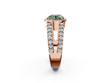 Rose gold Fancy Green Round  Cut Halo Split Shank Diamond Ring with Four-Prong Setting_47