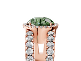 Rose gold Fancy Green Round  Cut Halo Split Shank Diamond Ring with Four-Prong Setting_50