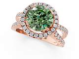 Rose gold Fancy Green Round  Cut Halo Split Shank Pave Set Ring_63
