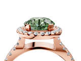 Rose gold Fancy Green Round  Cut Halo Split Shank Pave Set Ring_66