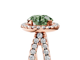 Rose gold Fancy Green Round  Cut Halo Split Shank Pave Set Ring_67
