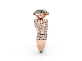 Rose gold Fancy Green Round  Cut Halo Split Shank Prong Setting Ring_14
