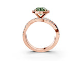 Rose gold Fancy Green Round  Cut Halo Split Shank Prong Setting Ring_15