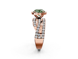 Rose gold Fancy Green Round  Cut Halo Split Shank Prong Setting Ring_61