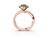 Rose gold Fancy Green Round  Cut Halo Split Shank Prong Setting Ring_62