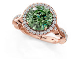 Rose gold Fancy Green Round Cut Halo Twist Band with Four-Prong Setting_13