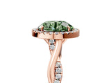Rose gold Fancy Green Round Cut Halo Twist Band with Four-Prong Setting_17