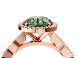 Rose gold Fancy Green Round  Cut Halo Twisted Band Four-Prong Ring_23