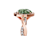 Rose gold Fancy Green Round  Cut Halo Twisted Band Four-Prong Ring_24