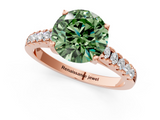 Rose gold Fancy Green Round  Cut Pavé Band Solitaire Ring with Four-Prong Setting_40