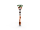Rose gold Fancy Green Round  Cut Pavé Band Solitaire Ring with Four-Prong Setting_41