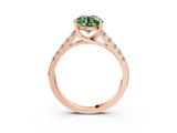 Rose gold Fancy Green Round  Cut Pavé Band Solitaire Ring with Four-Prong Setting_42