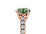 Rose gold Fancy Green Round  Cut Pavé Band Solitaire Ring with Four-Prong Setting_44