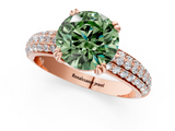 Rose gold Fancy Green Round  Cut Pave Diamond Engagement Ring with Channel Set Band and Four-Prong Setting_22