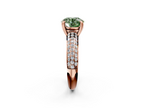 Rose gold Fancy Green Round  Cut Pave Diamond Engagement Ring with Channel Set Band and Four-Prong Setting_23