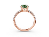 Rose gold Fancy Green Round  Cut Pave Diamond Engagement Ring with Channel Set Band and Four-Prong Setting_24
