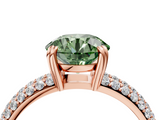 Rose gold Fancy Green Round  Cut Pave Diamond Engagement Ring with Channel Set Band and Four-Prong Setting_25