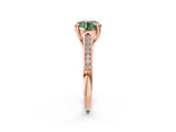 Rose gold Fancy Green Round Cut Solitaire Cathedral Diamond Engagement Ring with Channel-Set Band and Four-Prong Setting_5