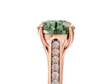 Rose gold Fancy Green Round Cut Solitaire Cathedral Diamond Engagement Ring with Channel-Set Band and Four-Prong Setting_8