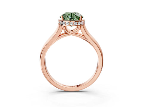 Rose gold Fancy Green Round Cut Solitaire Diamond Engagement Ring with Four-Prong Setting and Tapered Band_3