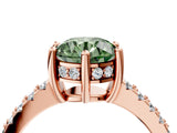 Rose gold Fancy Green Round Cut Solitaire Diamond Engagement Ring with Pavé Band and Six-Prong Setting_4