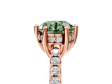 Rose gold Fancy Green Round Cut Solitaire Diamond Engagement Ring with Pavé Band and Six-Prong Setting_5