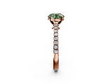 Rose gold Fancy Green Round  Cut Solitaire Diamond Engagement Ring with Pave Band and Four-Prong Setting_166