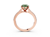 Rose gold Fancy Green Round  Cut Solitaire Diamond Engagement Ring with Pave Band and Four-Prong Setting_167