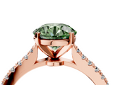 Rose gold Fancy Green Round  Cut Solitaire Diamond Engagement Ring with Pave Band and Four-Prong Setting_168