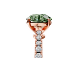 Rose gold Fancy Green Round  Cut Solitaire Diamond Engagement Ring with Pave Band and Four-Prong Setting_169
