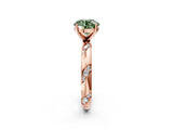 Rose gold Fancy Green Round Cut Solitaire Diamond Engagement Ring with Twisted Pave Band and Four-Prong Setting_29