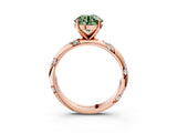 Rose gold Fancy Green Round Cut Solitaire Diamond Engagement Ring with Twisted Pave Band and Four-Prong Setting_30