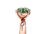 Rose gold Fancy Green Round Cut Solitaire Diamond Engagement Ring with Twisted Pave Band and Four-Prong Setting_32