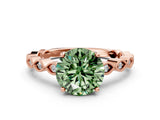 Rose gold Fancy Green Round Cut Solitaire Diamond Ring with Infinity Twist Band and Four-Prong Setting_12