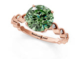 Rose gold Fancy Green Round Cut Solitaire Diamond Ring with Infinity Twist Band and Four-Prong Setting_13
