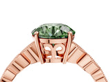 Rose gold Fancy Green Round Cut Solitaire Diamond Ring with Infinity Twist Band and Four-Prong Setting_16