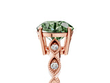 Rose gold Fancy Green Round Cut Solitaire Diamond Ring with Infinity Twist Band and Four-Prong Setting_17