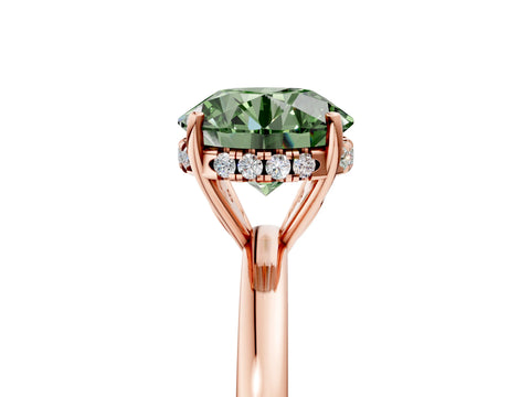 Rose gold Fancy Green Round Cut Solitaire Diamond Ring with Prong Setting and Plain Band_5
