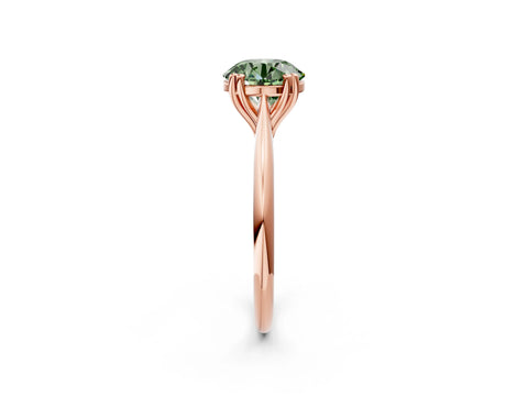 Rose gold Fancy Green Round Cut Solitaire Diamond Ring with Six-Prong Setting and Classic Band_2