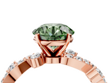 Rose gold Fancy Green Round  Cut Solitaire Diamond Twisted Band with Pave Setting_63