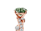 Rose gold Fancy Green Round  Cut Solitaire Diamond Twisted Band with Pave Setting_64