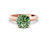 Rose gold Fancy Green Round  Cut Solitaire Engagement Ring with Flat Band and Four-Prong Setting 1