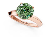 Rose gold Fancy Green Round  Cut Solitaire Engagement Ring with Flat Band and Four-Prong Setting 2