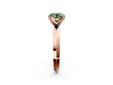 Rose gold Fancy Green Round  Cut Solitaire Engagement Ring with Flat Band and Four-Prong Setting 3