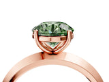 Rose gold Fancy Green Round  Cut Solitaire Engagement Ring with Flat Band and Four-Prong Setting 5