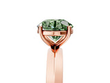 Rose gold Fancy Green Round  Cut Solitaire Engagement Ring with Flat Band and Four-Prong Setting