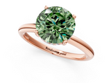 Rose gold Fancy Green Round  Cut Solitaire Engagement Ring with Four-Prong Setting and Classic Band_21
