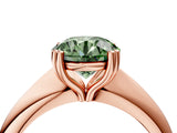 Rose gold Fancy Green Round  Cut Solitaire Engagement Ring with Tapered Band and Four-Prong Setting 4